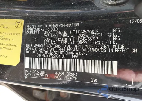 2009 Toyota Highlander Hybrid Limited из США, поврежденный, VIN JTEEW44A792034108